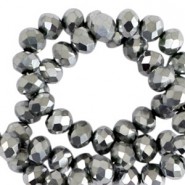 Top Glas Facett Glasschliffperlen 6x4mm rondellen Silver-pearl shine coating